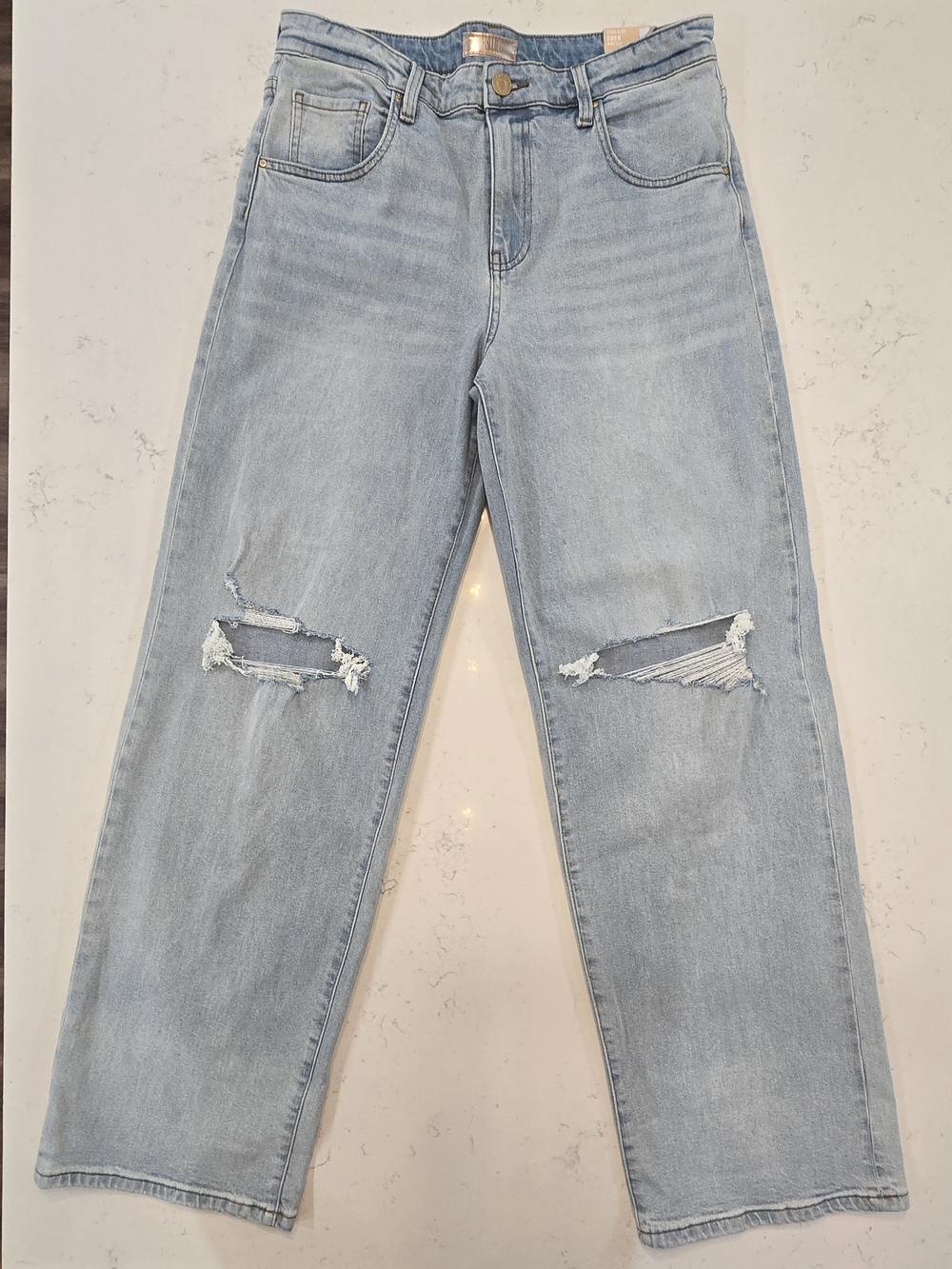 Kut from the Kloth Light Blue Straight Leg Ripped Jeans.  New With Tags. Tall